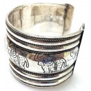 ELEPHANT Silver Oxidized Cuff Bracelet Charm Wristlet Wrist Band Bangle Jewelry